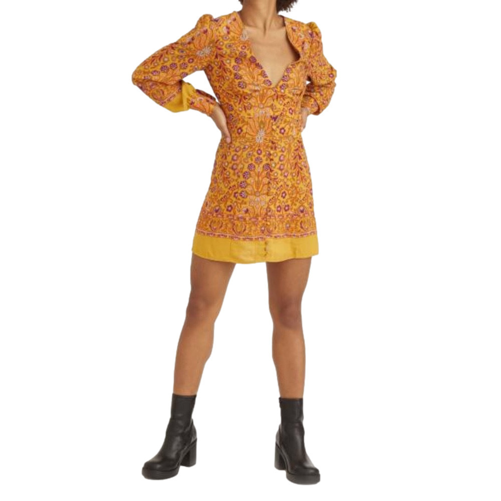 NWT Urban Outfitters Orange Floral 70s-Inspired Mini Dress XS - Picture 3 of 9